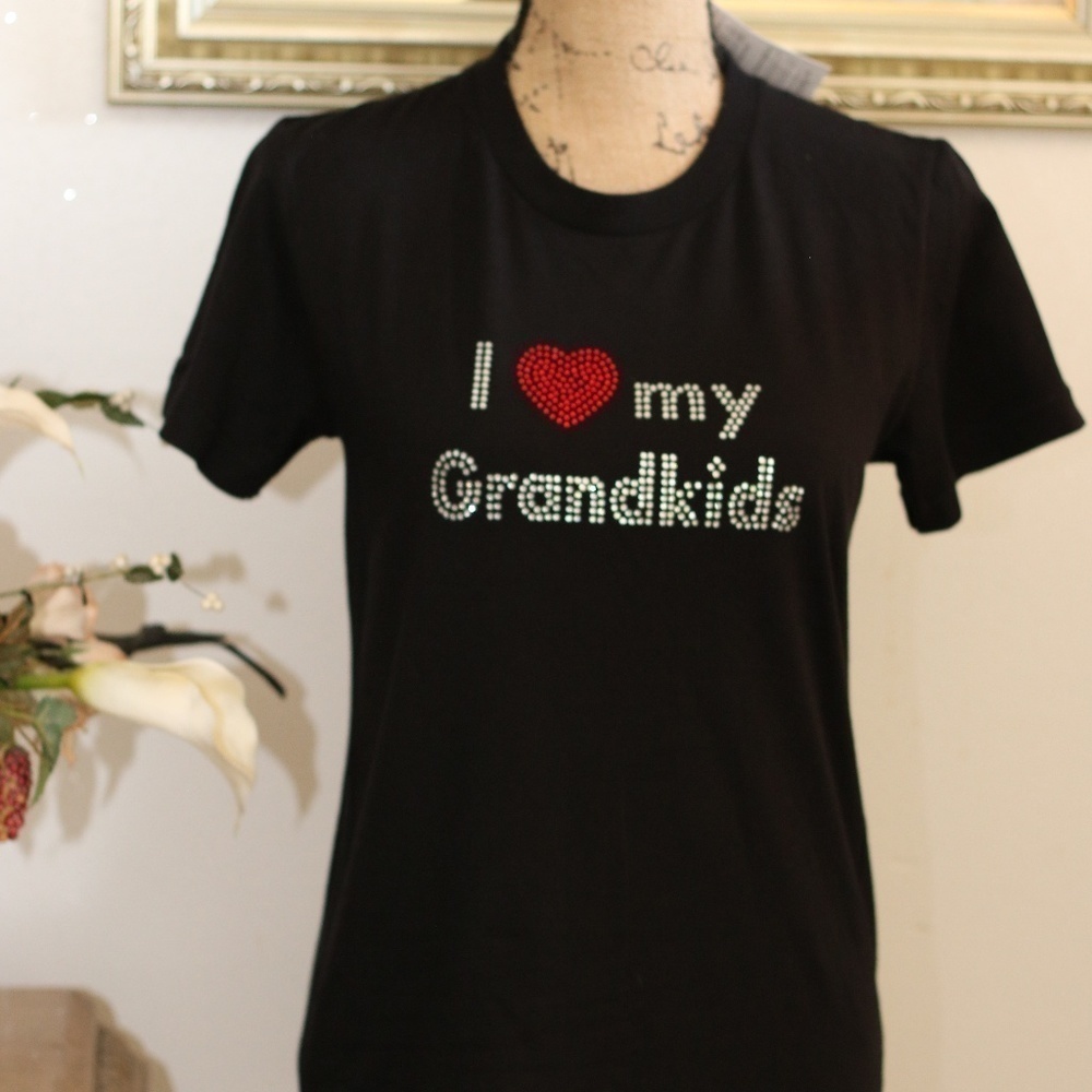 I love My Grandkids Rhinestone Fitted T-Shirt